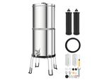 Schwerkraft-Wasserfilter Wasserfiltersystem - 8,5 L Tischwasserfilter - Edelstahl 304 - Reduziert Blei & 99% Chlor - 2 Aktivkohle- & 2 Fluoridfilter - Für Zuhause & Camping - Silber