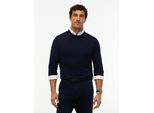 Wollpullover Tommy Hilfiger "Ny Merino Crewneck Sweater", Herren, Gr. L, Navy Blau, Obermaterial: 100% Wolle, Rundhals, Pullover