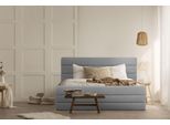 Polsterbett Home Affaire "Merrit", Grau (Hellgrau), B:193Cm H:124Cm L:214Cm, Struktur (70% Recyceltes Polyester, 30% Polyester), Betten, Polsterbett Ohne Bettkasten Polsterbett, Quernaht Im Kopf- Und FußTeil, In 5 Breiten, Auch In 220 Cm LäNge