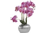 Kunstpflanze Otto Home "Orchidee", Lila, B:20Cm H:55Cm T:11Cm, Keramik, Kunststoff, Polyester, Kunstpflanzen, Kunstpflanze, Kunstorchidee, Im Topf