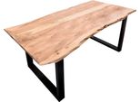 Esstisch Sit "Yangon Akazie Massivholz Baumkantentisch Mit Stahl-Kufengestell", Beige (Natur), B:180Cm H:77Cm T:90Cm, Tische, Rechteckiger Esstisch Esstisch Holz-Esstische KüChentisch, NatüRliche Baumkante Aus Massiver Akazie Trifft Stahlgestell