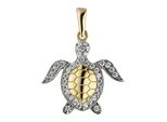 KettenanhäNger Jobo "AnhäNger SchildkröTe", Gold (Gelbgold 333, Weiß), SchmuckanhäNger, Damen, Gelbgold 333, KettenanhäNger, 333 Gold Bicolor Mit 38 Zirkonia