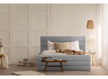 Polsterbett Home Affaire "Merrit", Grau (Hellgrau), B:153Cm H:124Cm L:234Cm, Struktur (70% Recyceltes Polyester, 30% Polyester), Betten, Polsterbett Ohne Bettkasten Polsterbett, Quernaht Im Kopf- Und FußTeil, In 5 Breiten, Auch In 220 Cm LäNge