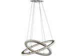 Searchlight LED Pendelleuchte "Clover 2Lt Led-Ringleuchte - Chrom Und Klares Glas", Energieeffizienz: G (A-G), Chromfarben, H: 7Cm, 1 Stk., Leuchten, LED Pendelleuchte
