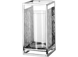 Windlicht Fink "Kerzenhalter Nicosa", Silber (Silberfarben), B:16Cm H:31Cm T:16Cm, Edelstahl, Glas, Kerzenhalter, Windlicht, Aus Edelstahl Und Glas, Mit Ausgestanzten Cut-Outs