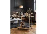 Servierwagen – Gold, 73X78X37 Cm, Glasplatte, Auf Rollen