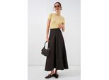 Hoch Taillierter Denim A-Linien Maxi-Rock Mit Taschen
