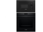 Bosch Backofenset Einbau-Backofen Pyrolyse schwarz + Einbau-Mikrowelle AutoPilot LED Display