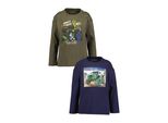 Langarmshirt Blue Seven "Blue Seven 2Er Pack Langarmshirts", Jungen, Gr. 128, Bunt (M001, Multipack 1), 100% Baumwolle, Normal, Rundhals, Shirts Langarmshirt