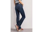 Slim-Fit-Jeans Street One, Damen, Gr. 28, LäNge 28, Blau (Dunkelblau Washed), Web, 72% Baumwolle, 27% Polyester, 1% Elasthan, Unifarben, Lang, Jeans Slim-Fit-Jeans, High Waist