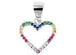 KettenanhäNger Adelia´s "Stylischer Herz AnhäNger Aus 925 Sterling Silber", Bunt, SchmuckanhäNger, Damen, Silber 925 (Sterlingsilber), KettenanhäNger