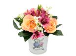Kunstpflanze I.Ge.A. "Gesteck Rosen In Zinktopf", Rosa, B:25Cm H:19Cm T:25Cm, Kunststoff, Metall, Polyester, Kunstpflanzen, Kunstpflanze
