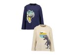 Langarmshirt Blue Seven "Blue Seven 2Er Pack Langarmshirts", Jungen, Gr. 128, Blau (M001, Multipack 1), 100% Baumwolle, Normal, Rundhals, Shirts Langarmshirt