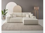 Ecksofa Otto Home "Finnley Cord, L-Form 257 Cm, Schlafsofa", Beige (Hellbeige), B:267Cm H:85Cm T:167Cm, Bezugstoff 100% PES ;Gramatur 400G/Qm +/- 5%, Sofas, Ecksofa, Mit Bettkasten, In Bouclé, Struktur Fein Und Mega Cord