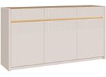 Sideboard Forte "Oak Squere Sideboard Soft Close, SK Vollauszug", Beige (Mauvella Eiche, Kashmir Beige), B:160Cm H:85,9Cm T:41,5Cm, Holzwerkstoff, Sideboards, Sideboard, B/H/T 160/85,9/41,5 Cm Beleuchtung, Soft Close, Lamellenoptik