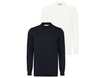 Polokragenpullover Felix Hardy "Pullover Mit Polo-Kragen 2Er-Pack", Herren, Gr. S, Ecru, Navy, 100% Baumwolle, Pullover