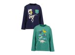 Langarmshirt Blue Seven "Blue Seven 2Er Pack Langarmshirts", Jungen, Gr. 128, Bunt (M002, Multipack 2), 100% Baumwolle, Normal, Rundhals, Shirts Langarmshirt