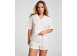 Pyjama Hunkemöller "Gewebte Shorts", Damen, Gr. S, Weiß, 100% Baumwolle, Homewear-Sets Pyjama