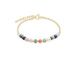 Armband s.Oliver "Colorful Beads", Bunt (Gelbgoldfarben, Multicolor), ArmbäNder, Damen, 20Cm, Edelstahl Perlen, Edelstahl, Perlen, Armband, Mit Glasperle