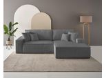 Ecksofa Otto Home "Finnley Cord, L-Form 257 Cm, Schlafsofa", Grau (Anthrazit), B:267Cm H:85Cm T:167Cm, Bezugstoff 100% PES ;Gramatur 400G/Qm +/- 5%, Sofas, Ecksofa, Mit Bettkasten, In Bouclé, Struktur Fein Und Mega Cord