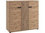 Schuhkommode Otto Home "Fjell, Breite 104Cm, 3 TüRen, 2 SchubkäSten, 6 EinlegeböDen, 9 FäCher", Artisan Eiche Nachbildung, B:104Cm H:98Cm T:37Cm, Holzwerkstoff, Sideboards, Schuhkommode, Garderobenschrank, Schuhschrank, Kommode, Sideboard, Anrichte