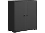 Schuhschrank Home Affaire "Schuhkommode Dino", Graphite Schwarz Matt, B:70Cm H:80Cm T:33Cm, Fsc-Zertifizierter Holzwerkstoff, SchräNke, Schuhschrank, Stauraum Mit 2 TüRen Und Verstellbaren EinlegeböDen, Breite 70 Cm