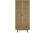 Highboard Otto Home "Lorelia", Naturfarben, B:80Cm H:180Cm T:40Cm, Fsc-Zertifiziertes Massivholz, Holzwerkstoff, Melamin, Sideboards, Highboard