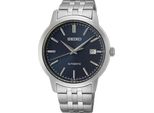 Automatikuhr Seiko, Silber (Silberfarben, Dunkelblau), Armbanduhren, Herren, Automatikuhr, Armbanduhr, Herrenuhr, Datum, Edelstahlarmband