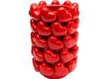 Tischvase Kare Design "Vase Hearts 33Cm", Rot, B:21,5Cm H:33Cm T:21,5Cm, Porzellan, Vasen