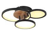 Globo Lighting Deckenleuchte "Sid", Schwarz (Schwarz Matt), 1, H: 10,5Cm, 1 Stk., Leuchten, Deckenleuchte Schwarz/Holzoptik, Opalglas, LED 30W, 3000K, Deckenleuchte