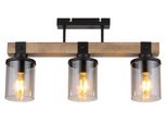 Globo Lighting Deckenleuchte "Lila", Braun (Schwarz), 1 Stk., Leuchten, Deckenlampe/Schwarz/Holz/Glas Rauchfarben/Wohnzimmer/Esszimmrt, Deckenleuchte