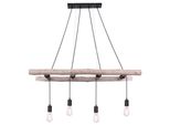 Globo Lighting HäNgeleuchte "Irmgard", Naturfarben, 4, H: 192Cm, 1 Stk., Leuchten, HäNgeleuchte Holz/Schwarz, HöHenküRzbar, E27, HäNgeleuchte