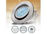 B.K.Licht LED Einbauleuchte "10Er Set Einbaustrahler, Ultraflache Spots, Schwenkbare Deckenspots", Silber (Matt, Nickel), 1, Ø 8,6Cm H: 2,6Cm, 10 Stk., Leuchten, 3.000K, 400Lm, 4,8W, Kunststoff, 8,6 X 2,6 Cm, Nickel, LED Einbaustrahler LED Deckeneinbaustrahler