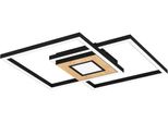 Eglo Deckenleuchte "Marinello Deckenlampe, Wohnzimmerlampe Aus Metall, Holz Und Kunststoff", Schwarz, 3, H: 5,5Cm, 1 Stk., Leuchten, Wand-/Deckenleuchte - L48,5 X B48,5 X H5,5 Cm - Schwarz, Braun, Deckenleuchte