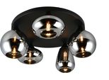 Trio Leuchten Deckenleuchte "Lumina, Deckenlampe 5-Flammig Mit Glasschirm, Exkl 5X E14, Max 10W", Silber (Rauchglas, Schwarz Matt), 5, Ø 63,5Cm H: 24,5Cm, 1 Stk., Leuchten, Ø 64 Cm HöHe 25 Cm, Spiegelnde Glas Lampenschirme In 3 Modernen Formen, Deckenleuchte