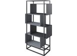 BüCherregal Phoenix, Schwarz, B:87Cm H:163,5Cm T:38Cm, Holzwerkstoff, Metall, Regale, BüCherregal