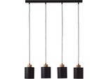 Brilliant Pendelleuchte "Vonnie", Schwarz, 4, 1 Stk., Leuchten, Stoffschirme, 111Cm HöHe, 80 Cm Breite, 4 X E27, KüRzbar, Schwarz/Holz, Pendelleuchte
