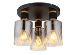 Globo Lighting Deckenleuchte "Deckenleuchte Metall", Schwarz (Schwarz Matt), 3, Ø 32Cm H: 25,4Cm, 1 Stk., Leuchten, Deckenleuchte Schwarz/Holz, Rauchglas Klar, E27, Deckenleuchte
