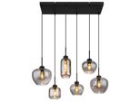 Globo Lighting HäNgeleuchte "Matt", Schwarz Matt, 6, H: 120Cm, 1 Stk., Leuchten, HäNgeleuchte Schwarz, Rauchglas, 4 Glasformen, HöHenküRzbar, E27, HäNgeleuchte