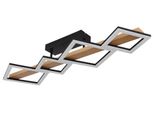 Globo Lighting LED Deckenleuchte "Dustin", Braun (Schwarz, Natur), H: 13Cm, 1 Stk., Leuchten, Deckenlampe, Holz, Unterschiedliche Quadrate, Wohnbereich, LED Deckenleuchte