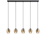 Globo Lighting HäNgeleuchte "Milley", Gold (Schwarz Matt), 5, H: 150Cm, 1 Stk., Leuchten, HäNgeleuchte Schwarz, Rauchglas, Messingring, E27, HäNgeleuchte