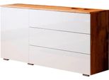Sideboard Otto Home "Paris", Weiß (Eichefarbe Votan, Weiß Hochglanz), B:111Cm H:68Cm T:39Cm, Sideboards, Sideboard, Moderne 110Cm Breite Grifflose Kommode, Vielseitig Einsetzbar
