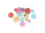 Näve Deckenleuchte "Explosion", Bunt, 6, Ø 10Cm H: 38Cm, 1 Stk., Leuchten, Exkl. 6X G9, Bunte Glaskugeln, Gestell Chromfarben, Halbrund, D: 57Cm, Deckenleuchte