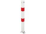 Absperrpfosten Alberts "Klappy, Eckig, Umlegbar", Rot (Weiß), B:16Cm L:100Cm, Stahl, SicherheitsschlöSser, Feuerverzinkt, Zum Aufschrauben, Profilzylinderschloss