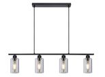 Globo Lighting HäNgeleuchte "Hadera", Schwarz Matt, 4, H: 120Cm, 1 Stk., Leuchten, Wohnzimmerleuchte Schwarz Matt, Rauchglas, HöHenküRzbar, HäNgeleuchte