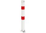 Absperrpfosten Alberts "Klappy, Eckig, Umlegbar", Weiß, B:10Cm L:100Cm, Stahl, SicherheitsschlöSser, Feuerverzinkt, Zum Aufschrauben, Profilzylinderschloss
