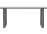 Schreibtisch Forte "Keflav", Weiß (Weiß, Uni Wolfram Grau, Grau, Weiß, Uni Wolfram Grau), B:160Cm H:74,1Cm T:75Cm, Tische, Schreibtisch, Breite 160 Cm