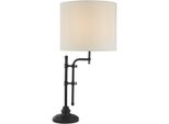 Searchlight Tischleuchte "MüNchner Tischleuchte - Mattschwarzes Metall & Natur-Leinenschirm", Schwarz (Mattschwarz, Holzfarben), H: 67Cm, 1 Stk., Leuchten, Tischleuchte