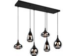 Trio Leuchten Pendelleuchte "Lumina", Schwarz (Schwarz Matt), 6, H: 150Cm, 1 Stk., Leuchten, HäNgelampe 6-Flammig Glasschirm, Exkl 3Xe14 Max 40W HöHenverstellbar, Pendelleuchte