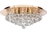 Searchlight Deckenleuchte "Kristall-Leuchte Hanna, 6-Flammig", Gold, 6, Ø 45Cm H: 19,5Cm, 1 Stk., Leuchten, GlamouröS, Deckenleuchte